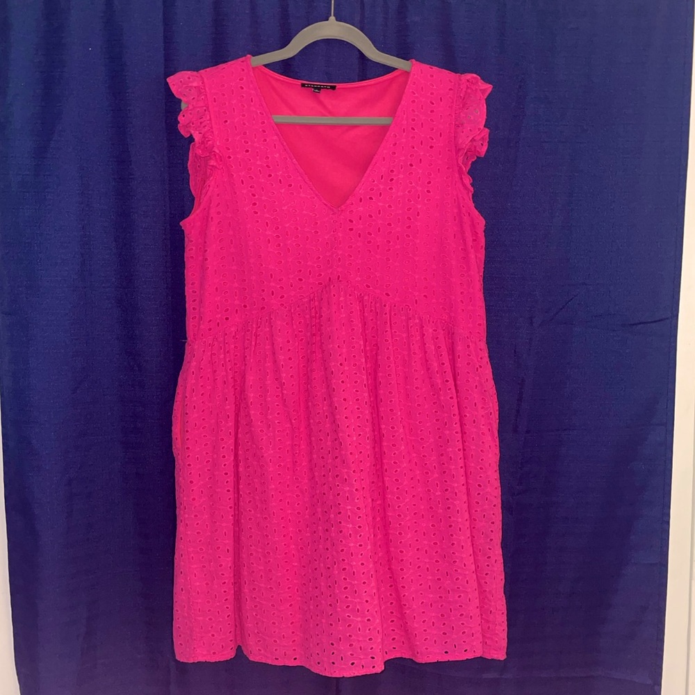 Hot Pink Eyelet Babydoll Dress
